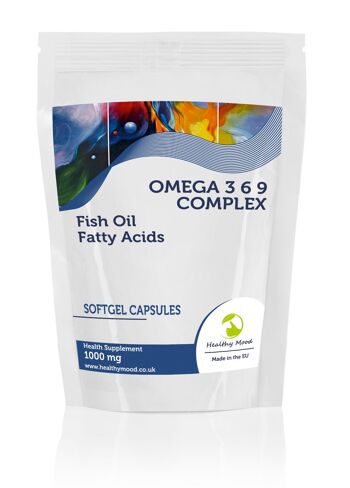 Omega 3 6 9 Complex 1000mg Capsules d'huile de poisson 30 Capsules Recharge 2