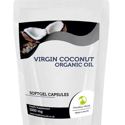 Aceite de coco virgen 1000 mg Cápsulas Paquete de recarga de 120 cápsulas