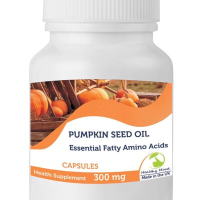 Aceite de semilla de calabaza puro 300 mg Cápsulas Paquete de recambio de 180 cápsulas