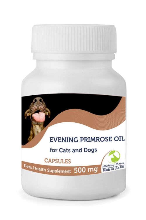 Evening Primrose Oil 500mg for Cats and Dogs Pets Capsules 30 Capsules BOTTLE