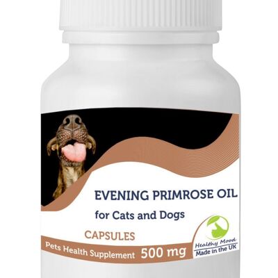 Evening Primrose Oil 500mg for Cats and Dogs Pets Capsules 90 Capsules BOTTLE