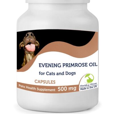 Evening Primrose Oil 500mg for Cats and Dogs Pets Capsules 120 Capsules BOTTLE