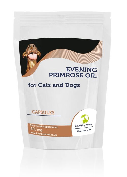 Evening Primrose Oil 500mg for Cats and Dogs Pets Capsules 90 Capsules Refill Pack