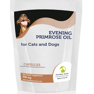 Evening Primrose Oil 500mg for Cats and Dogs Pets Capsules 180 Capsules Refill Pack