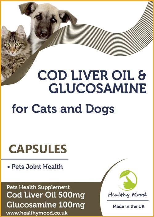 Cod Liver & Glucosamine for Cats and Dogs Tablets Joint Health 90