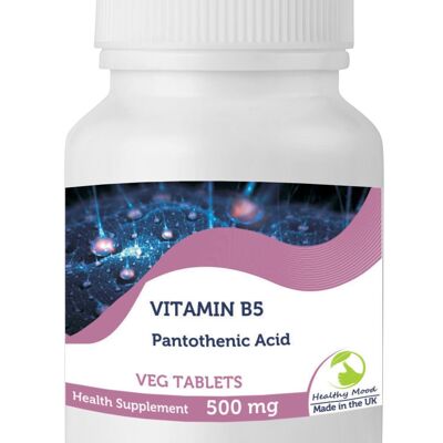 Vitamina B5 ÁCIDO PANTOTÉNICO 500 mg Comprimidos Paquete de recambio de 180 comprimidos