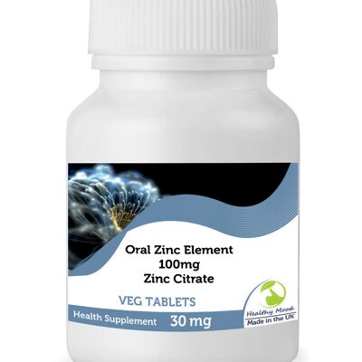 Citrato de zinc 30 mg Zn Element Tabletas 120 Tabletas Paquete de recarga