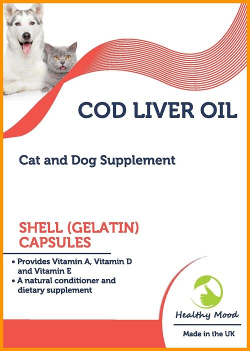 Cod Liver Oil Cat and Dog Vitamins Capsules (1) 120 Capsules