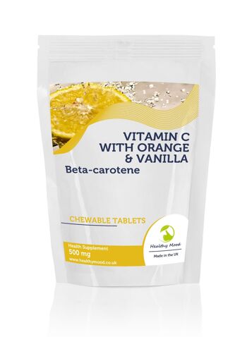 Vitamine C 500mg Orange avec Vanille Betacarotène Comprimés 2