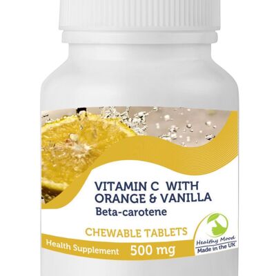 Vitamine C 500mg Orange à la Vanille Comprimés de Bêtacarotène 180 Comprimés FLACON