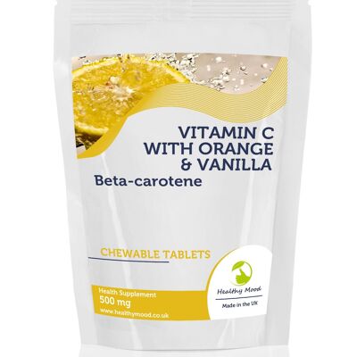 Vitamine C 500mg Orange avec Vanille Comprimés de Bêtacarotène 60 Comprimés Recharge