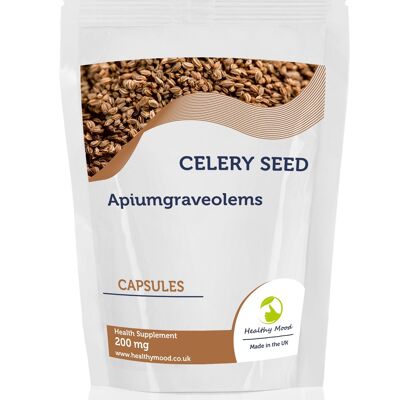Polvo de semillas de apio 200 mg Cápsulas Paquete de recarga de 30 cápsulas