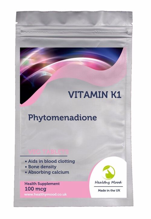 Vitamin K1 100mcg Phytomenadione 30/60/90/120/180 Veg Tablets Pills Supplements