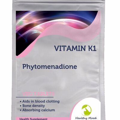 Vitamina K1 100 mcg Fitomenadiona 30/60/90/120/180 Veg Tabletas Píldoras Suplementos