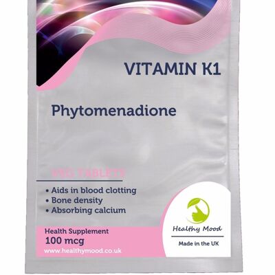Vitamin K1 100mcg Phytomenadione 30/60/90/120/180 Veg Tablets Pills Supplements 7 (Sample pack)