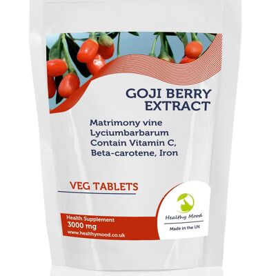 Extracto de bayas de goji, 3000 mg, tabletas vegetales, paquete de recarga de 60 tabletas