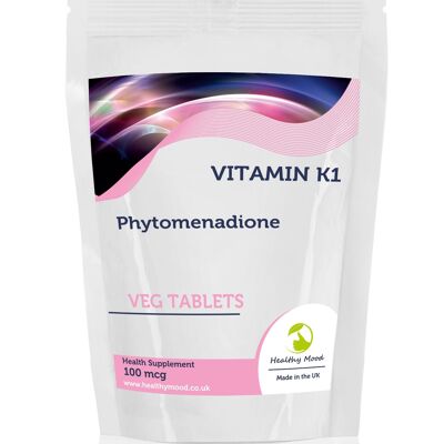 Vitamina K1 100mcg Veg Tabletas 60 Tabletas Paquete de recarga