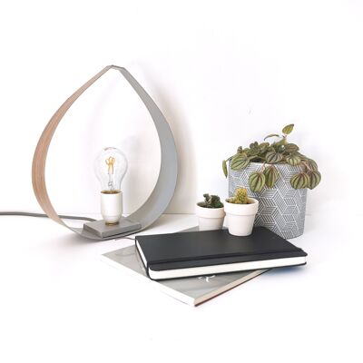 Lampe SMALL DROP chêne et gris