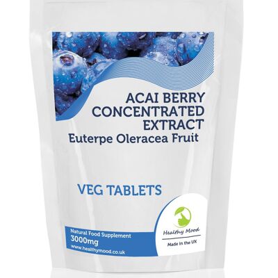 Extracto de Acai Berry 3000 mg Tabletas 60 Tabletas Recambio Paquete