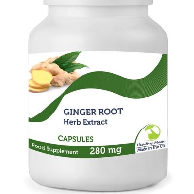 GINGER ROOT Herb Extract 280mg Capsules 250 Capsules BOTTLE