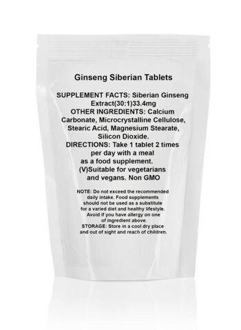 Ginseng Sibérien 1000mg Comprimés 500 Comprimés Recharge 2