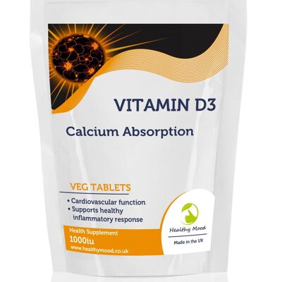 Sunshine Vitamin D3 1000iu 25mcg Tabletas 30 Tabletas Paquete de recarga