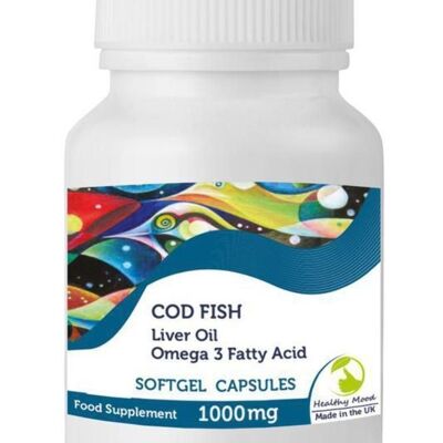 Paquete de 7 muestras de cápsulas de aceite de hígado de bacalao 1000 mg con vitamina A y vitamina D3