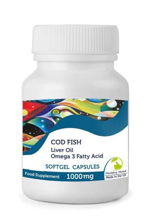 Cod Liver Oil 1000mg with Vitamin A and Vitamin D3 Capsules 250 Capsules Refill Pack