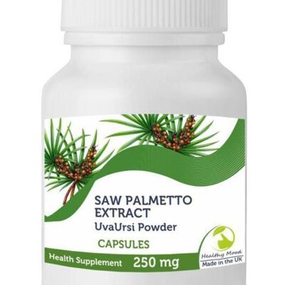 Saw Palmetto 1000 mg Uva Ursi Veg Extract Cápsulas Paquete de recarga de 60 cápsulas
