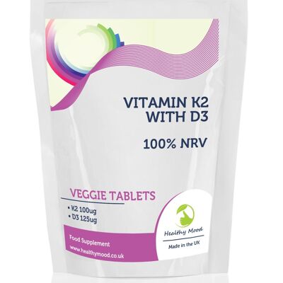 Vitamina K2 con tabletas D3 Paquete de recarga de 30 tabletas