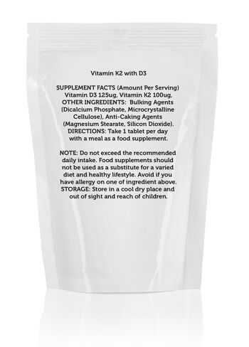 Vitamine K2 avec D3 Comprimés 60 Comprimés Recharge 2