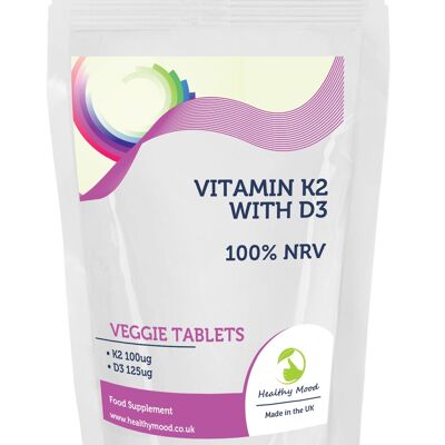 Vitamina K2 con tabletas D3 Paquete de recambio de 250 tabletas