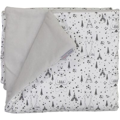 Fox and Bear soft blanket black and white