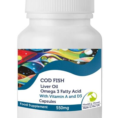 Cod Liver  550mg With Vitamin A and D3  Capsules 60 Capsules BOTTLE