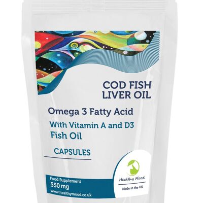 Cod Liver  550mg With Vitamin A and D3  Capsules 90 Capsules Refill Pack