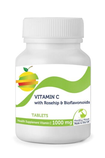 Vitamine C avec Rose Musquée Bioflavonoïdes Comprimés 1000mg 90 Comprimés FLACON