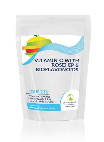 Vitamine C avec Rose Musquée Bioflavonoïdes Comprimés 1000mg 120 Comprimés Recharge 1