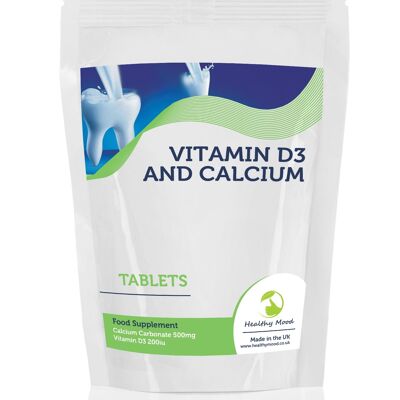 Calcio con Vitamina D3, 500 mg, 60 comprimidos, paquete de recarga