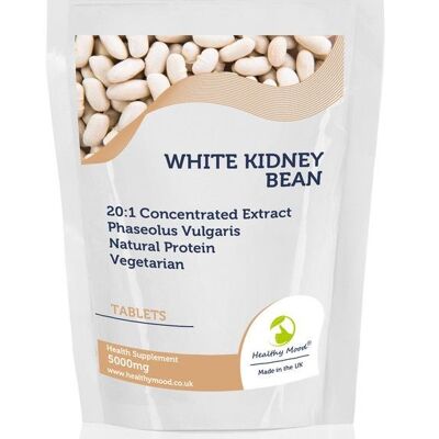 Frijoles blancos, tabletas de 5000 mg, 1000 tabletas, paquete de recarga