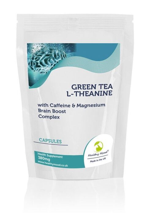 L-Theanine Green Tea Caffeine Capsules Brain Boost 500 Tablets Refill Pack