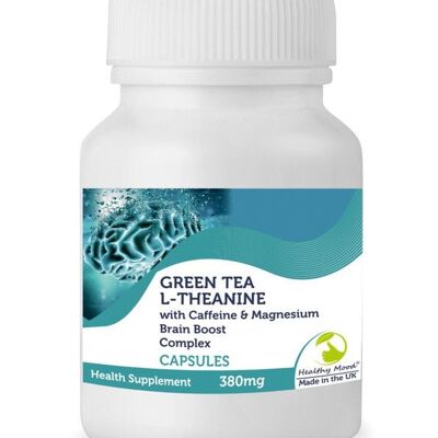 Cápsulas de cafeína de té verde de L-teanina Brain Boost 60 tabletas BOTELLA