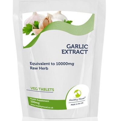 Garlic Tablets 100mg Extract as 10000mg 30 Tablets Refill Pack