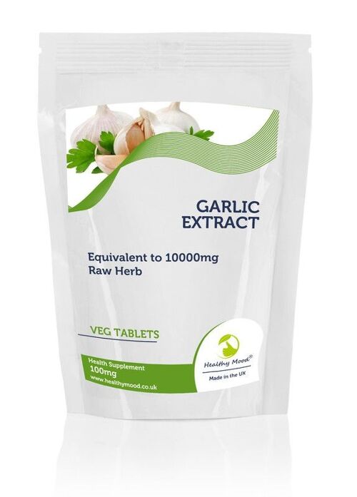 Garlic Tablets 100mg Extract as 10000mg 60 Tablets Refill Pack