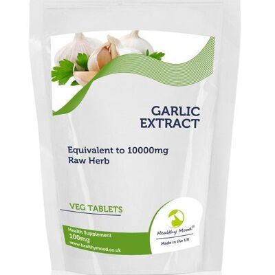 Garlic Tablets 100mg Extract as 10000mg 90 Tablets Refill Pack