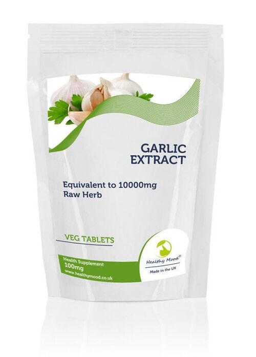 Garlic Tablets 100mg Extract as 10000mg 180 Tablets Refill Pack