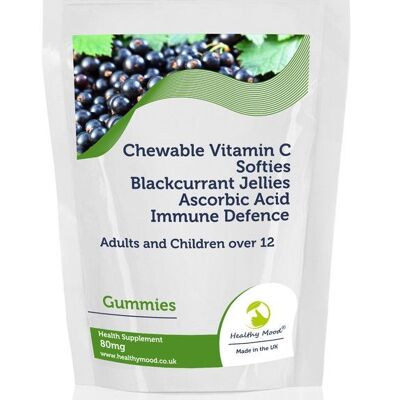 Vitamina C Gomitas de manzana y grosella negra Paquete de recarga de 1000 tabletas