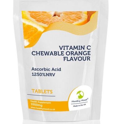 Vitamina C, naranja masticable, 1000 mg, 180 comprimidos, paquete de recarga