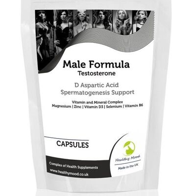 Male Test Formula Testosterona D Cápsulas de ácido aspártico 90 Tabletas Paquete de recarga