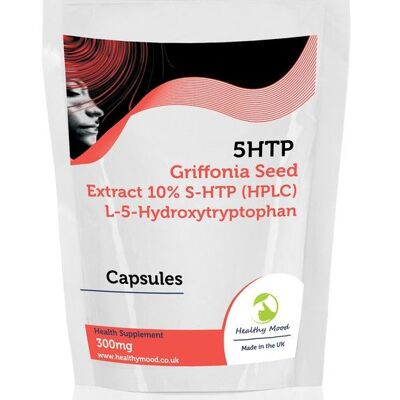 5-HTP 5-Hydroxytryptophan 300mg Griffonia Seed Capsules Paquete de recarga de 60 tabletas