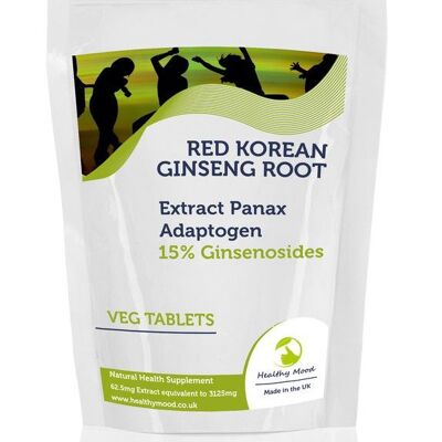 Tabletas de vegetales de ginseng coreano 3125 mg Extracto de 30 tabletas Paquete de recarga